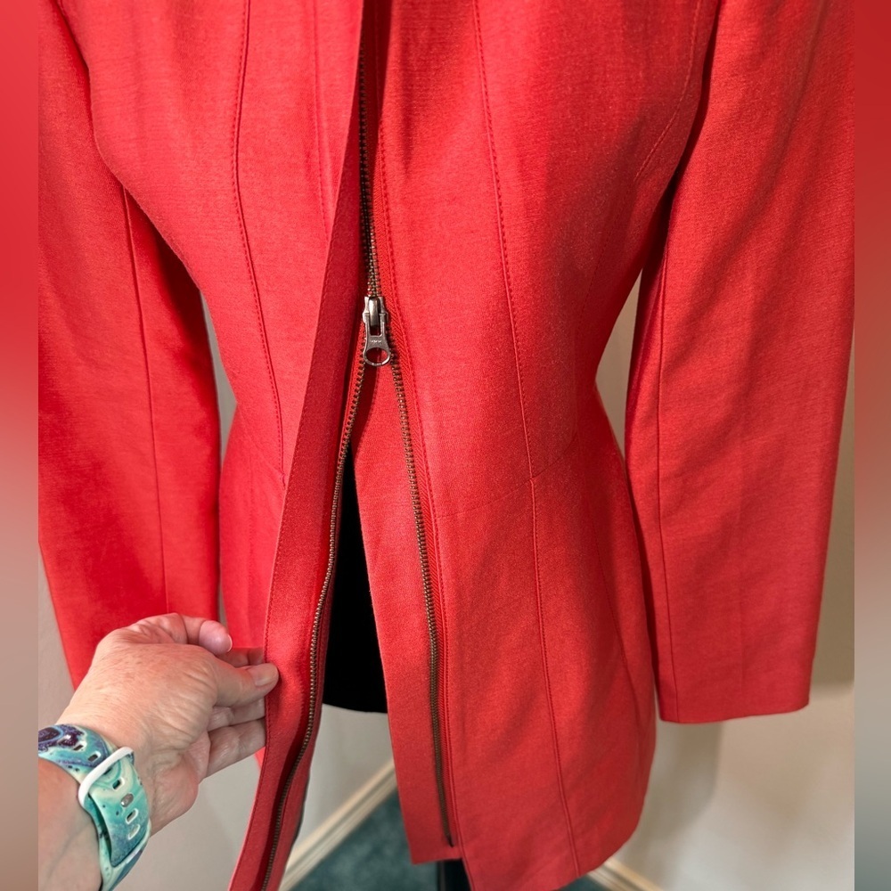 Banana Republic Orange Zip Up Suit Dress Jacket size XS Petite - Picture 5 of 16